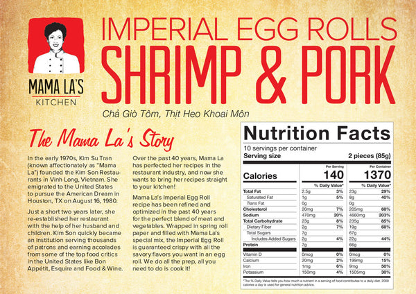Mama La's Kitchen shrimp and pork eggrolls